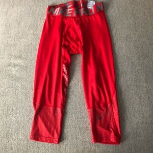 Nike Pro 3/4 Red Compression Leggings Tights
